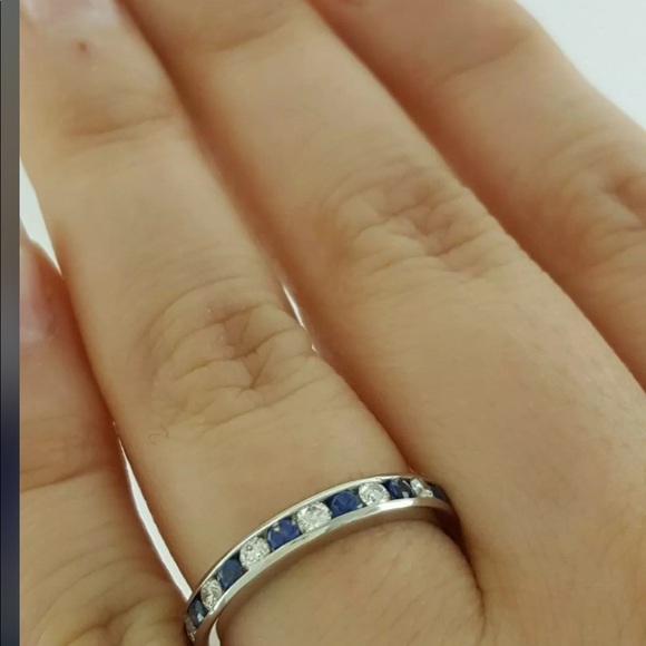 Auth Tiffany & Co Sapphire diamond eternity band - Picture 6 of 11